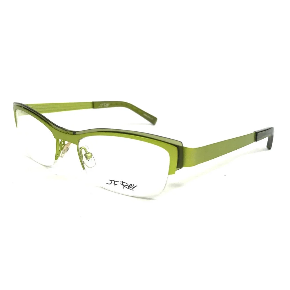 J.F. Rey Eyeglasses Frames JF2551 4040 Green Cat Eye Half Rim 52-18-134